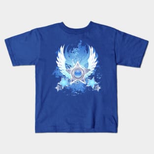 Five silver stars on blue background Kids T-Shirt